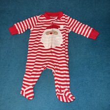 Carter's Just One You Santa Red Stripe One Piece Romper Footed Sleeper Sz 3 Mos