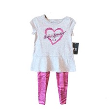 Under Armour Girls Pink/Gray Legging Set-24M-Short Sleeves