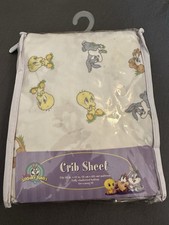 NEW Vintage LOONEY TUNES Bugs Tweety Taz Fitted Crib Sheet