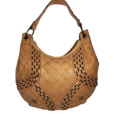 ISABELLA FIORE SADDEL CHAIN WEAVED WENDY QUILTED LEATHER EMBELLISHED HOBO 795