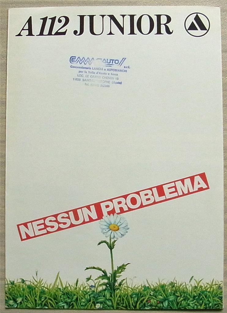 Folleto de venta de autos Autobianchi A112 Junior diciembre 1982 TEXTO ITALIANO #88799237