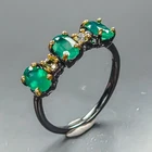 Handmade 18 ct+ Natural Onyx Ring 925 Sterling Silver Size 6.75 /R474129