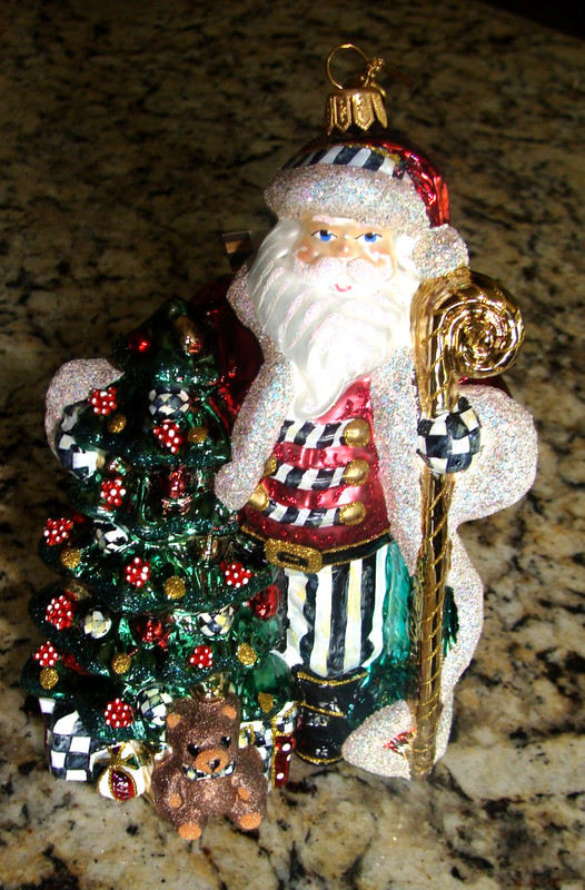 Mackenzie Childs / Magic Santa with Staff / Hand-Blown Glass Christmas Ornament