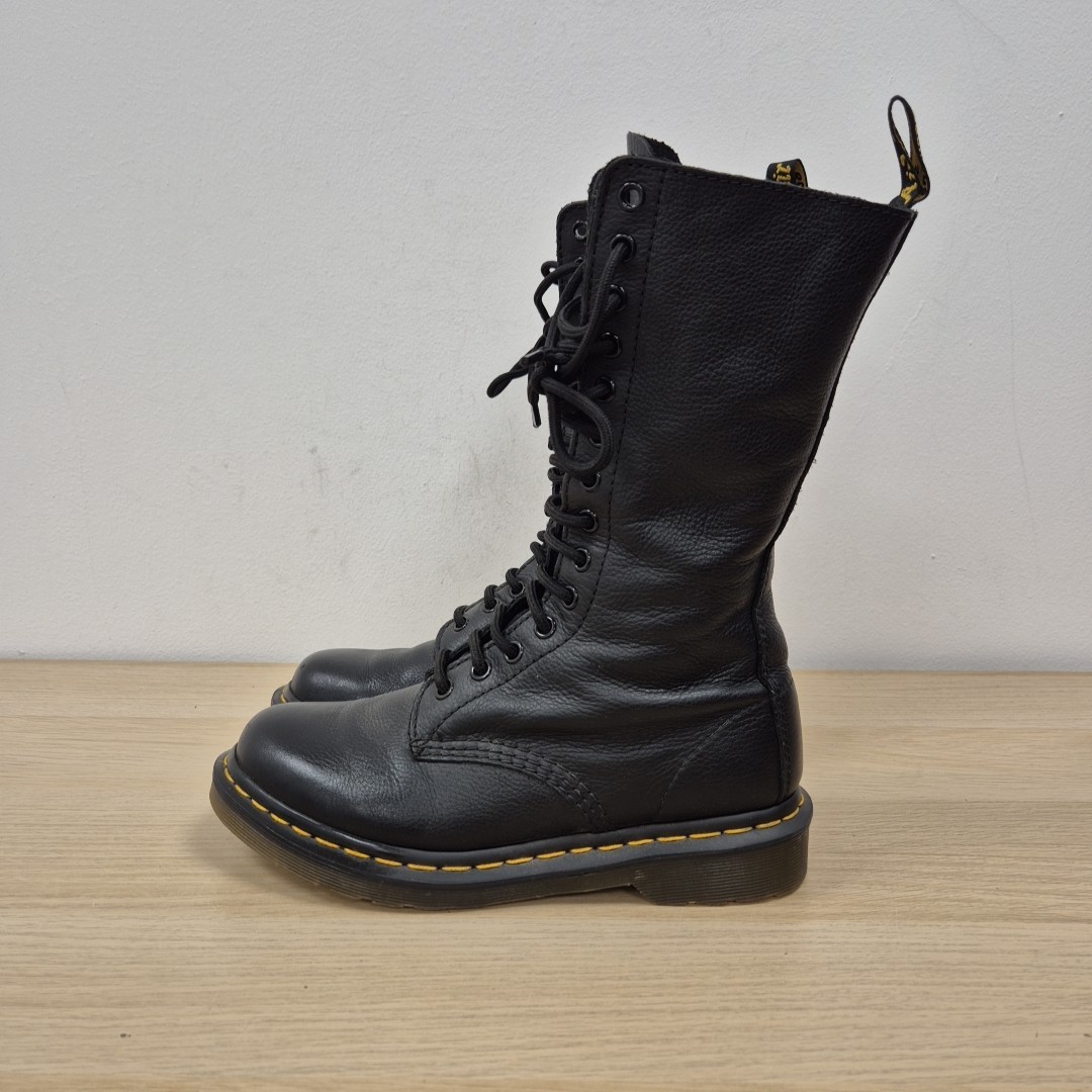 Dr Martens 1b99 Mid Calf 14 Holes Soft Black Leather Size Uk Eu