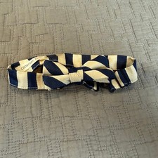 Crewcuts Bow Tie Boys S M Navy Blue Ivory Stripe Silk Age 2-7 Toddler Little Boy