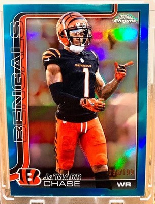 2025-26 Topps Chrome Ja’Marr Chase #58 True Aqua Refractor /199 Bengals