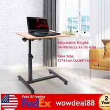 Adjustable Tilt Overbed Bedside Table with Wheels for Hospital and Home Use