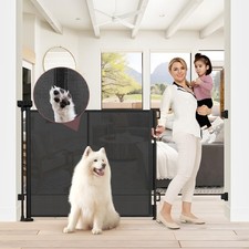 Reinforced 41 Inch Extra Tall Baby Gate 55" Wide Retractable Dog Gate with Su...