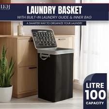 Foldable Laundry Basket with Lid 100L Durable Clothes Hamper Laundry Storage Bin