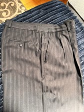 Bertucci Men’s Navy blue Pinstripe Pleated Dress Pants 34W Regular Straight Leg