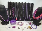 Vtg Now Purple Mixed Bulk Costume Jewelry Lot Necklaces Bracelets Earrings #1045