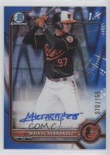 2022 Bowman Chrome Prospect Blue RayWave Refractor Maikol Hernandez Auto 15r3