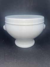 Apilco France Porcelain White Soup Bowl Lion Head Pedestal 5.5  Diameter
