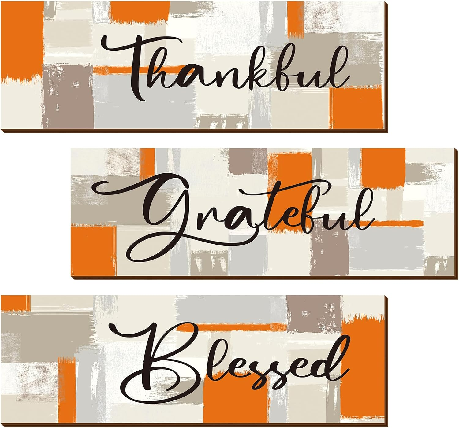 3 Pcs Orange Bathroom Decor Thankful Grateful Blessed Wall Signs Orange Wall Dec
