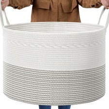 Blanket Basket Living Room - Large Toy Basket for Baby 21.7" x 13.8" Woven Ba...