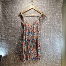 Free People Dear You Mini Dress in Orange Small Sleeveless Rayon Pockets