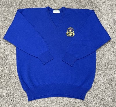 Vintage Glenmuir Golf Sweater Chevin Golf Clue Men's XL Blue Lambswool Knit