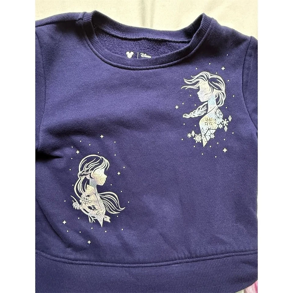 Disney Frozen Niñas Sudadera Vestido de Tul 7 Gráficos de Elsa y Anna Jumping Frijoles Foto 4 de 4