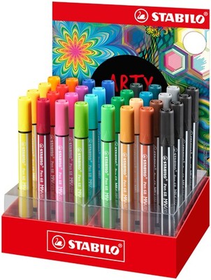 STABILO Pen 68 MAX – 32er Tischdisplay, ARTY Premium-Filzstifte, Keilspitze