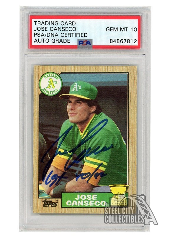 Jose Canseco 1987 Topps "1st 40/40" Autograph Card #620 PSA/DNA 10