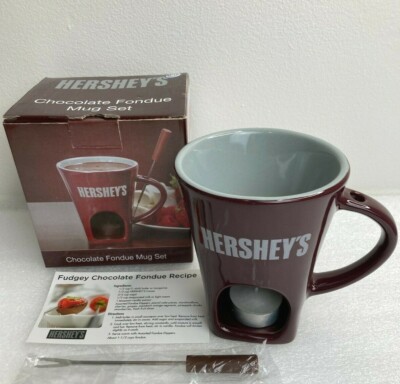 Hershey's Chocolate Fondue Mug Set  With Dipping Fork & Recipe Card New Open Box