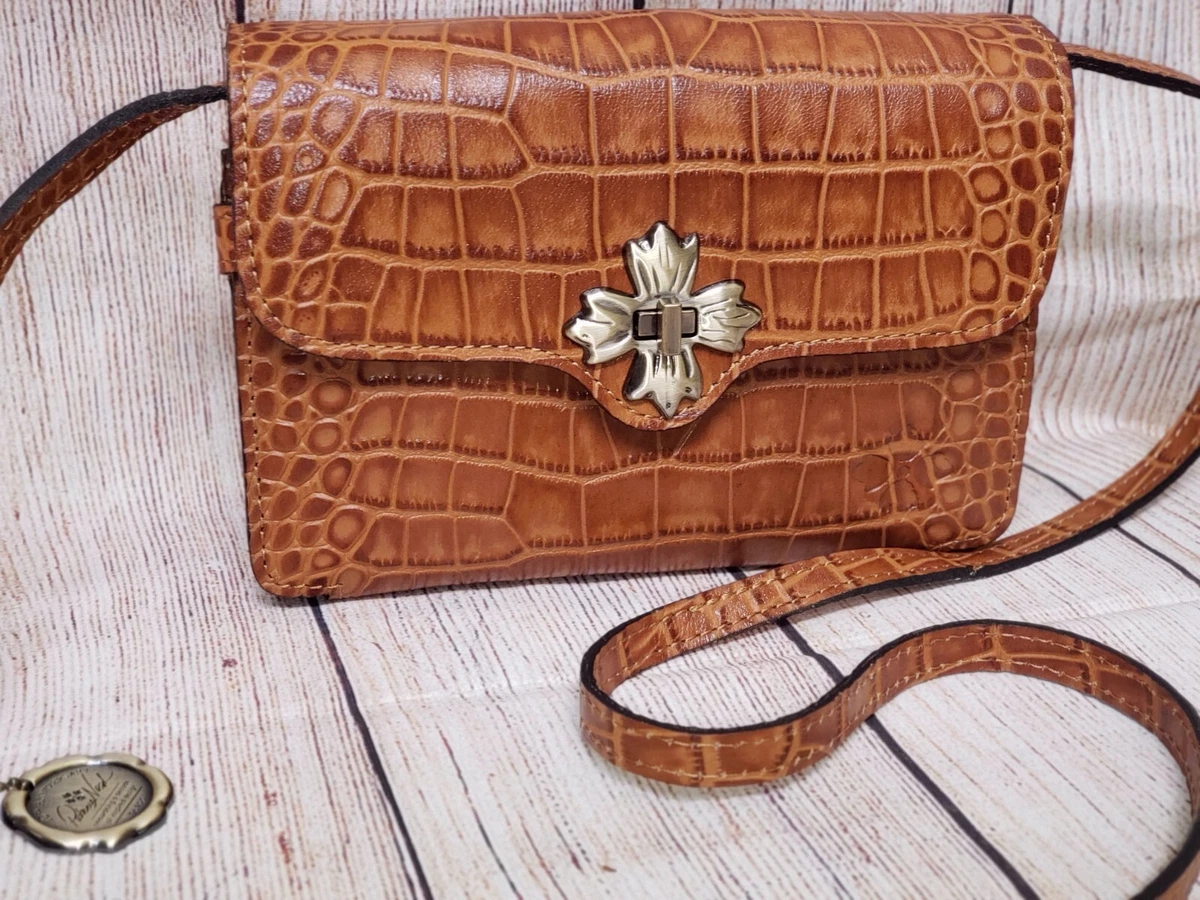 Patricia Nash Cerrelli Leather Croc Embossed Crossbody Bag