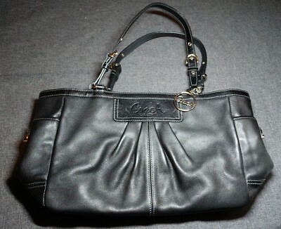 COACH Handbag Soft Black Leather Pleated East West Gallery Tote