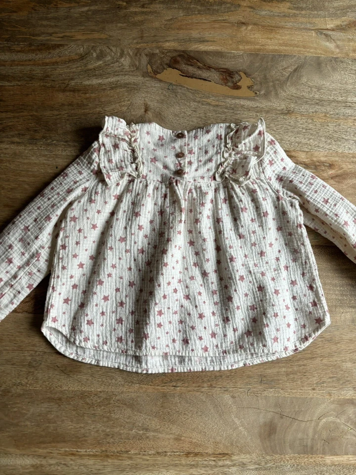 Blusa Top Niñas Nanos Algodón Rosa Blanco Mangas Largas Estrellas Talla 6 Años  Foto 4 de 4