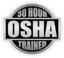 30 Hour OSHA Trained Vinyl Hard Hat Sticker Construction Helmet Decal - Silver