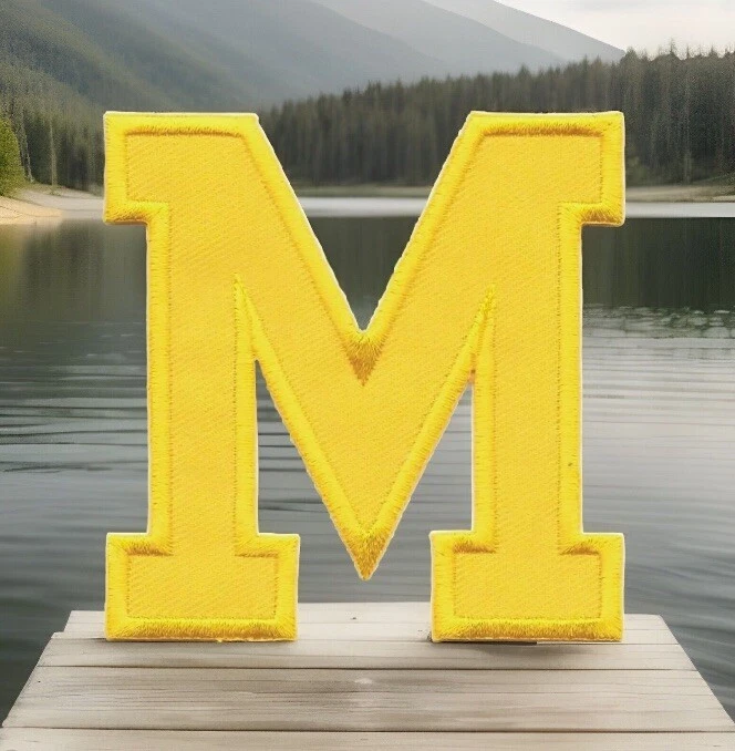 2 3/4" x 2 3/4" Maize Yellow Monogram Block letter M Embroidery Patch - Image 3 of 4