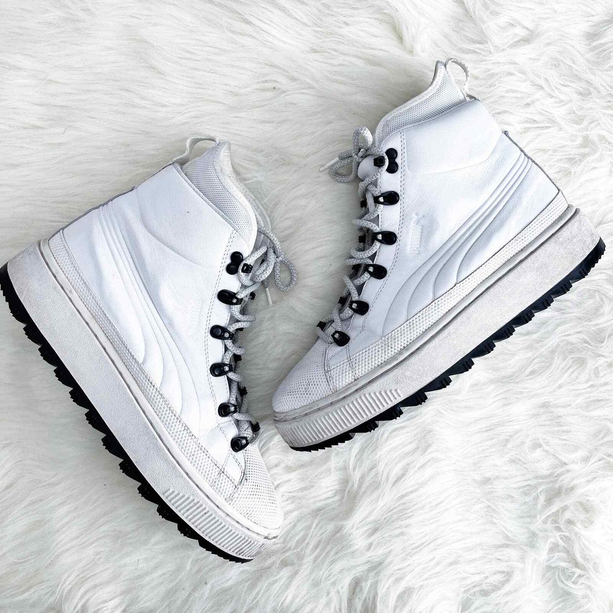 Puma the Ren Boot White Leather High Top Size 8 GUC $130 | eBay