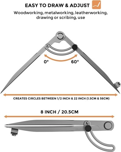 Compass Pencil Drawing Tool Drafting Compass for Geometry Woodworking Art New - Picture 3 of 8