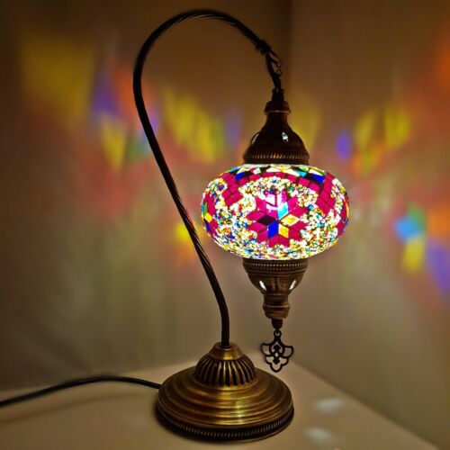 Moroccan Turkish Mosaic Lamp Colourful Glass Handmade Table Desk Light FREE BULB - Picture 394 of 436