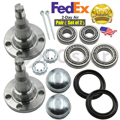 Pair(2) Rear Wheel Bearing & Stub Axle Set with Drum brake Fits VW Golf w/o ABS