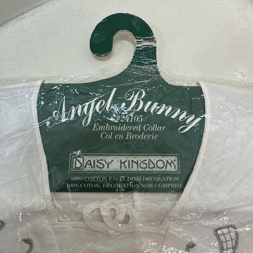 Daisy Kingdom Vintage Angel Bunny Embroidered Collar White NOS #24105 - Picture 3 of 7