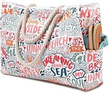 Large Beach Bag For Women Waterproof Sand proof Casual Summer Tote With Zipper