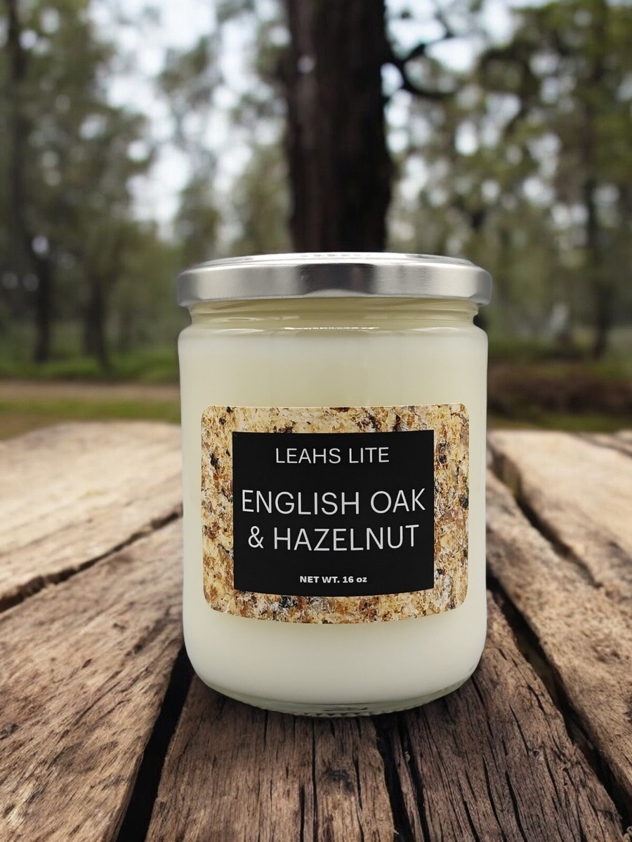 WOOD WICK * English Oak & Hazelnut * SCENTED CANDLE * 16oz * Jo