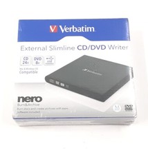 Verbatim 98938 External Slimline CD/DVD Writer USB 2.0 - Black for  