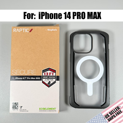 RAPTIC Secure Case for iPhone 14 Pro Max - Clear & Black | Magnetic | EcoElement