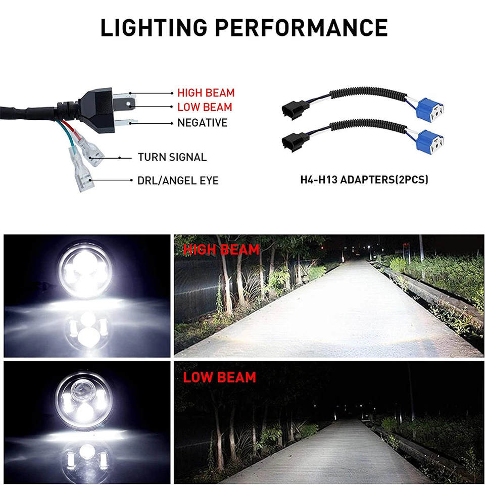 Nuevo ajuste para Dodge B100 B200 B300 1971-1978 furgoneta par 7" faros LED redondos halo Foto 2 de 4