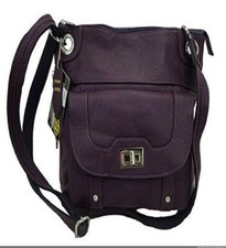 Concealed Carry Cross Body Leather Gun Purse With Slash Resistant Strap-purple