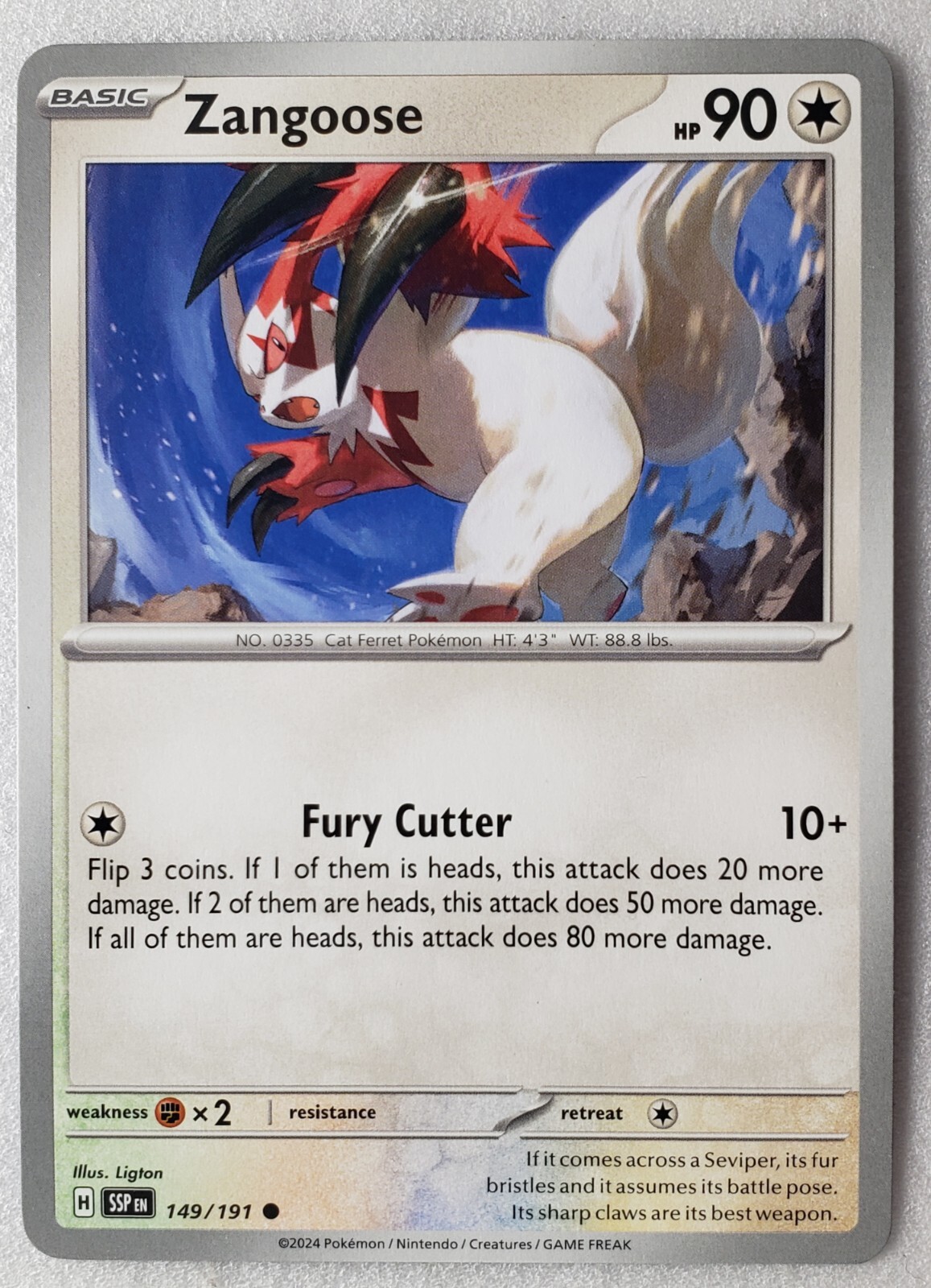 Zangoose 149/191 NM / M Surging Sparks Pokemon Card $2 Combined Ship