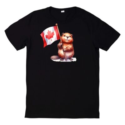 Watercolor National Animal Canada Flag T-Shirt
