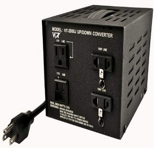 VCT VT-2000J Japan 100 Volt to USA 110 Volt Voltage Converter Transformer, 2000