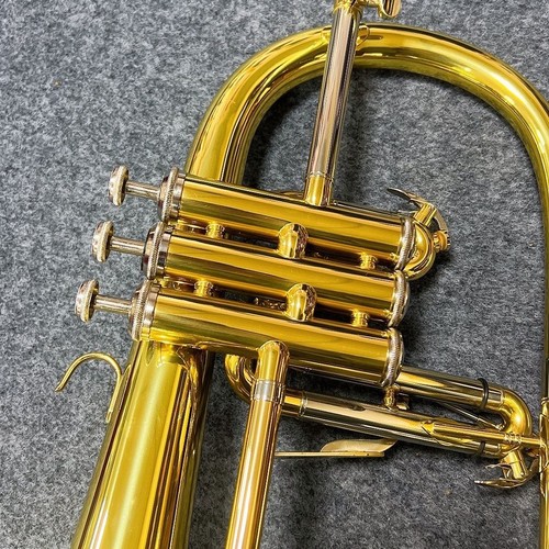 Trompeta Flugelhorn de alta calidad instrumento plano B profesional Flugelhorn dorado - Imagen 5 de 16