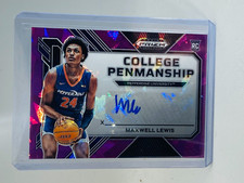 2023 Panini Prizm Draft Maxwell Lewis RC College Penmanship Purple Ice #07/99