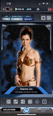 Topps Star Wars Card Trader 2016 Base Series 3 Tier 2 Princess Leia Slave Blue