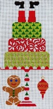Needlepoint Handpainted Christmas JP Needlepoint Santa Takes the Cake 6x10