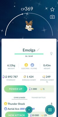 Emolga XXL Shiny Pokémon GO 30 Jours - Code Neuf Pour IOS/Android