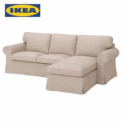 IKEA EKTORP Bezug für 3er Sofa mit Chaiselongue/Totebo hellbeige,00485238
